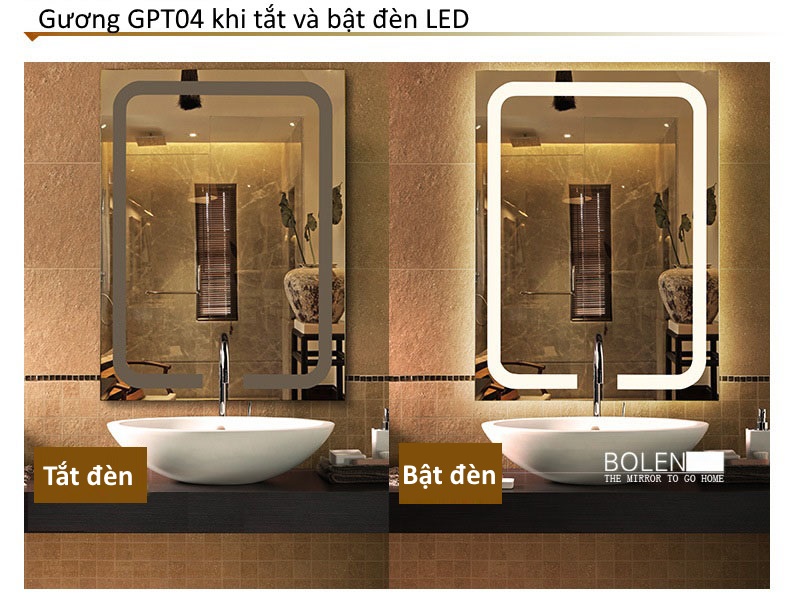 Gương đèn LED phòng tắm GPT04